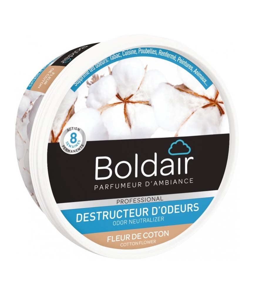Destructeur d'odeur - Fleur de coton - Gel solide 300 gr - BOLDAIR Destructeur d'odeur - Fleur de coton - Gel solide 300 gr - BOLDAIR