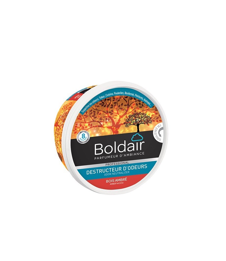 Destructeur d'odeur - Bois ambré- Gel solide 300 gr - BOLDAIR Destructeur d'odeur - Bois ambré- Gel solide 300 gr - BOLDAIR