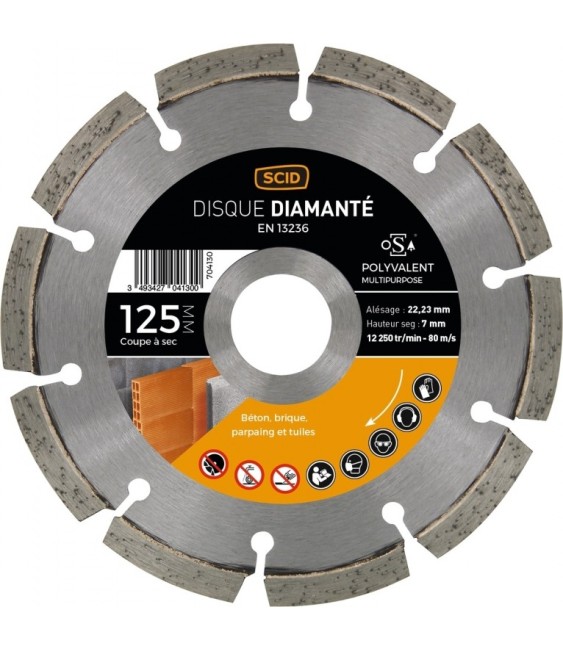 Disque diamentée polyvalent - Coupe à sec - 125 mm - SCID