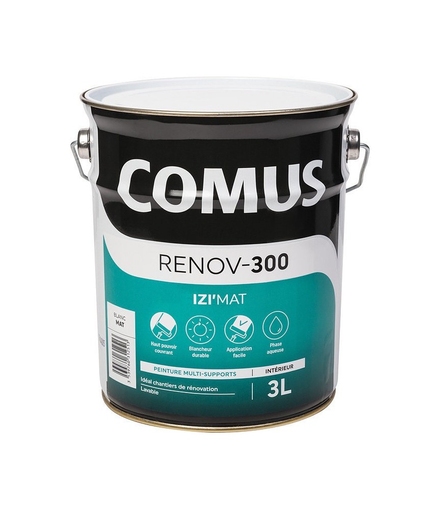 Peinture acrylique d’aspect mat - Izi'mat - Renov-300 - 3 L - COMUS