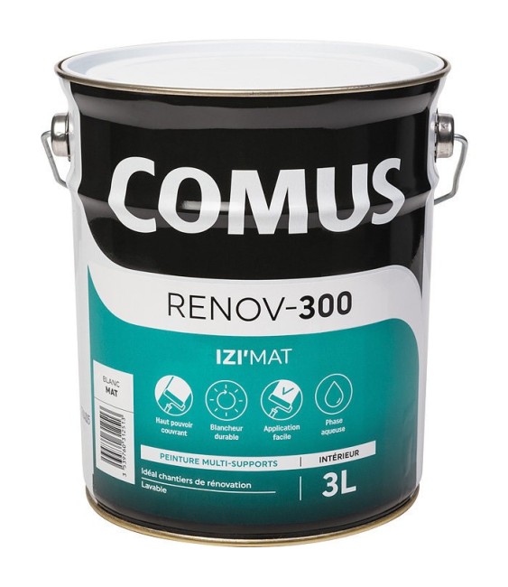 Peinture acrylique d’aspect mat - Izi'mat - Renov-300 - 3 L - COMUS