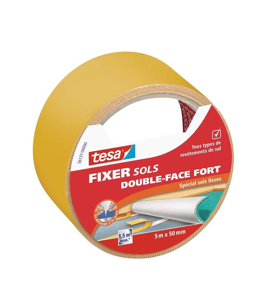 Ruban double face - Fixer Sols Double-face fort - spécial sols lisses - 5 x 50 mm - TESA Ruban double face - Fixer Sols Double-face fort - spécial sols lisses - 5 x 50 mm - TESA