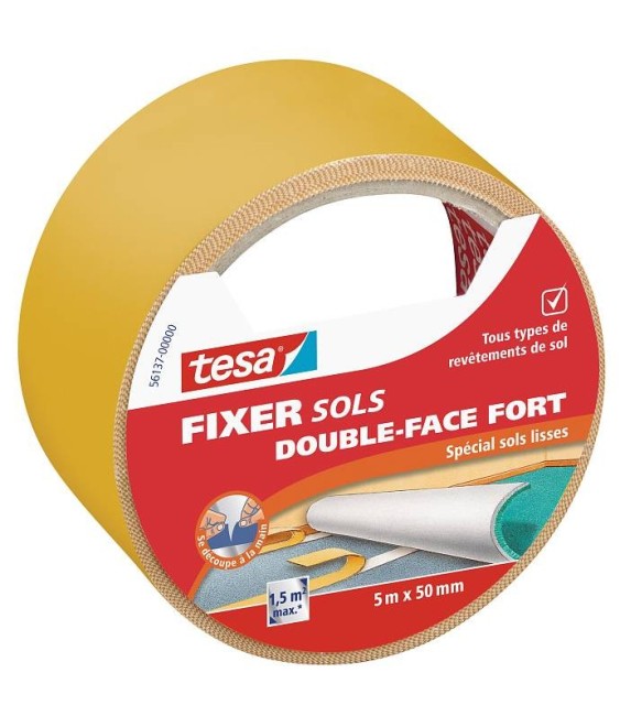 Ruban double face - Fixer Sols Double-face fort - spécial sols lisses - 5 x 50 mm - TESA