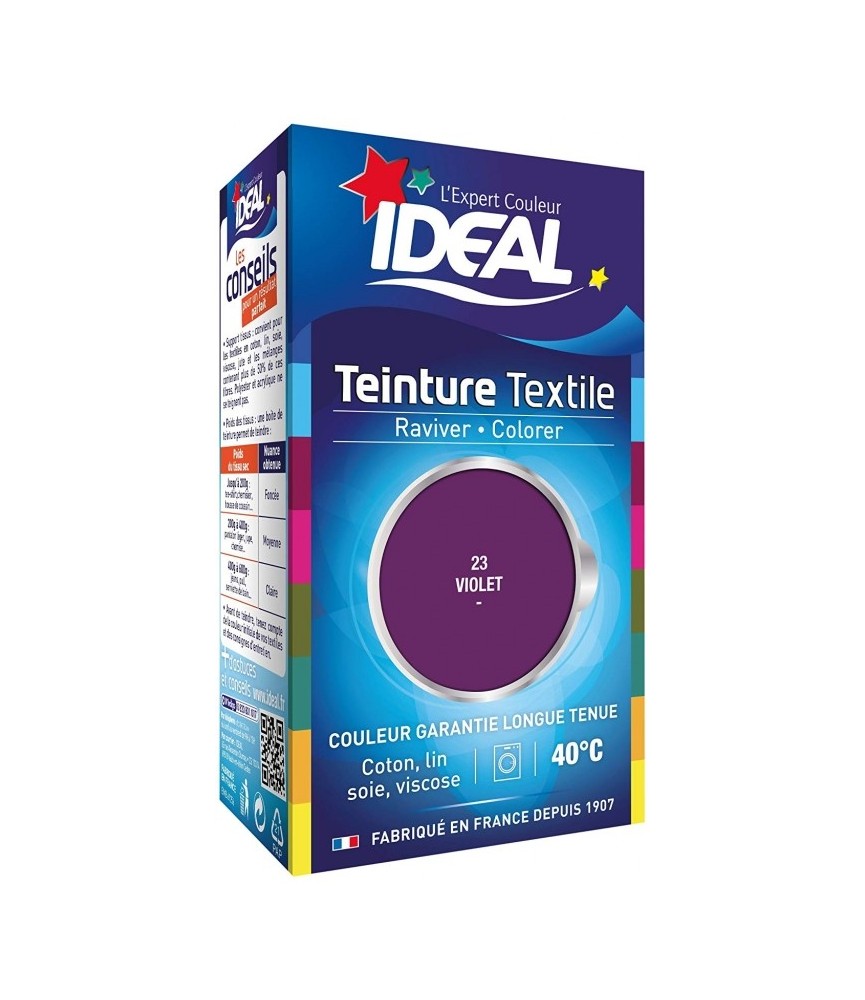 Teinture liquide pour textile - Raviver / Colorer - Violet - 40 ml - IDEAL Teinture liquide pour textile - Raviver / Colorer - Violet - 40 ml - IDEAL