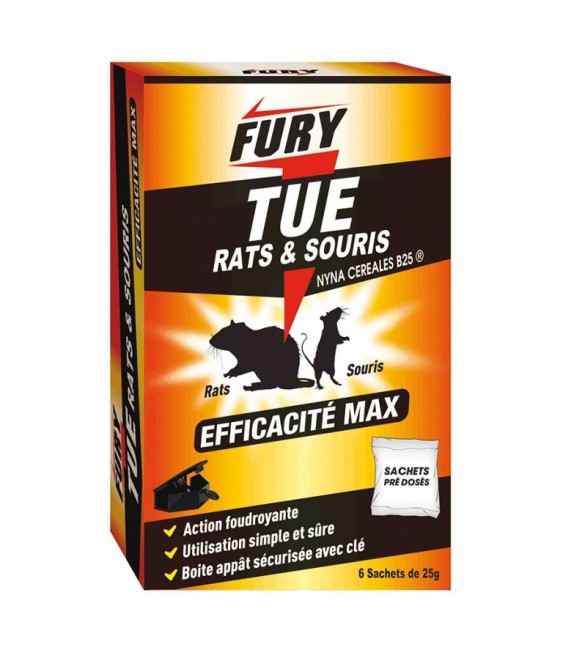 Granulés rats & souris - Unidose 25 Grs - 6 sachets - Foudroyant - FURY