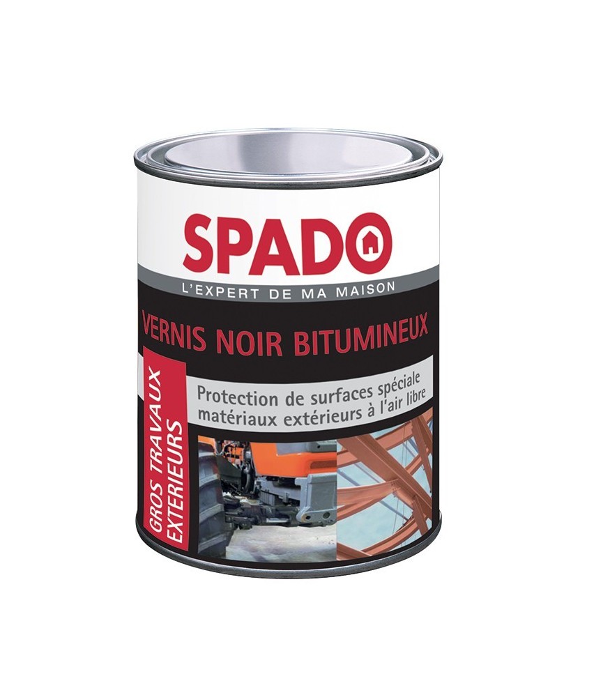 Vernis Noir Bitumeux - Gros travaux - 1 L - SPADO Vernis Noir Bitumeux - Gros travaux - 1 L - SPADO