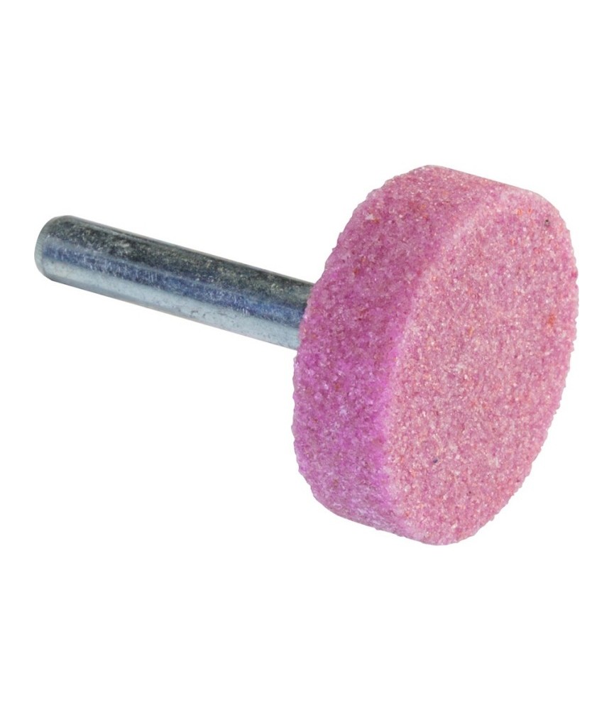 Meule sur tige - Corindon rose - Rond - 30 x 10 mm - SCID