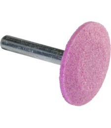 Meule sur tige - Corindon rose - Rond plat - 30 x 10 mm - SCID