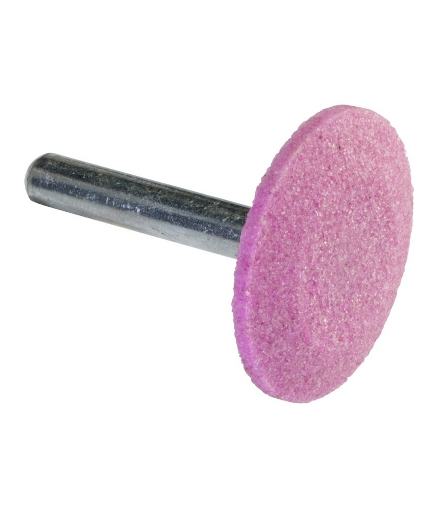 Meule sur tige - Corindon rose - Rond plat - 30 x 10 mm - SCID Meule sur tige - Corindon rose - Rond plat - 30 x 10 mm - SCID