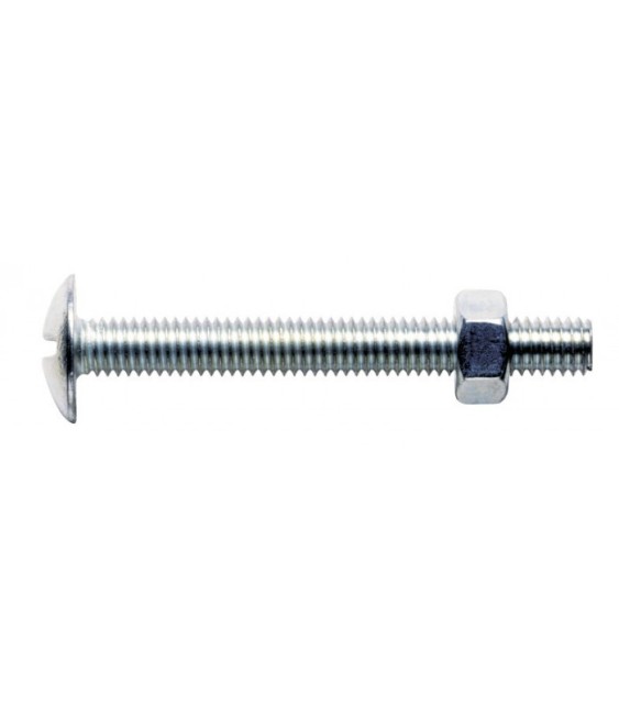 Boulon poêlier à tête ronde large zingué blanc 4 x 30 mm - Boîte de 500 - GFD