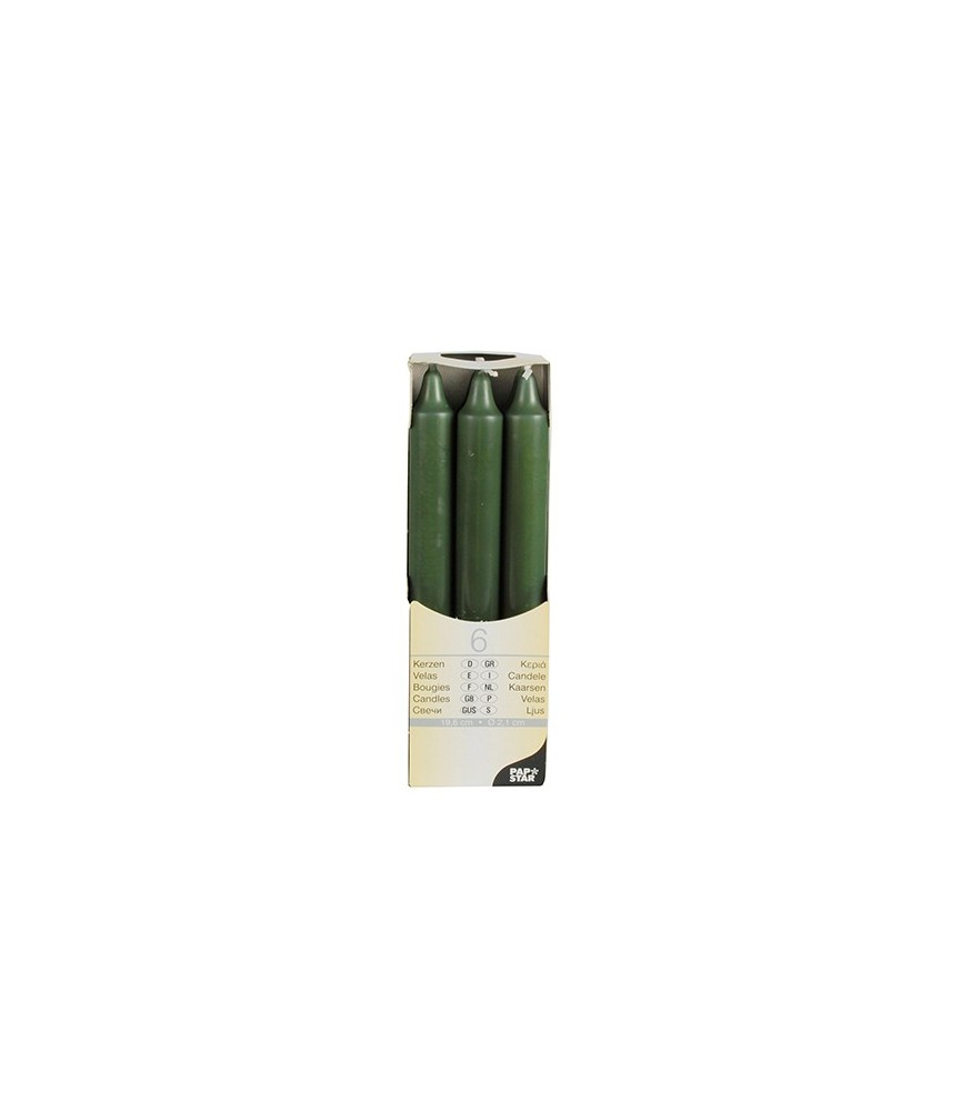 Bougies de table - 2,1 cm · 19,6 cm - Vert foncé - Lot de 6 - PAPSTAR Bougies de table - 2,1 cm · 19,6 cm - Vert foncé - Lot de 6 - PAPSTAR