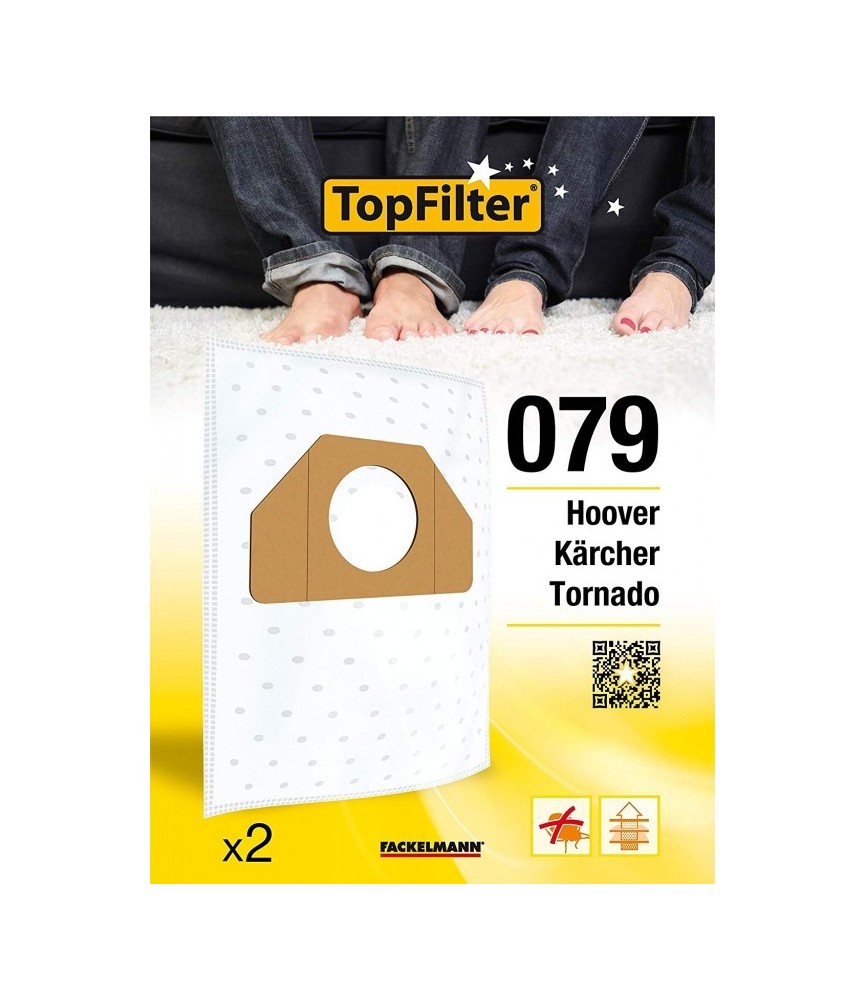 Sac PREMIUM 64079 Hoover Kärcher Tornado - Lot de 2 - TOPFILTER Sac PREMIUM 64079 Hoover Kärcher Tornado - Lot de 2 - TOPFILTER