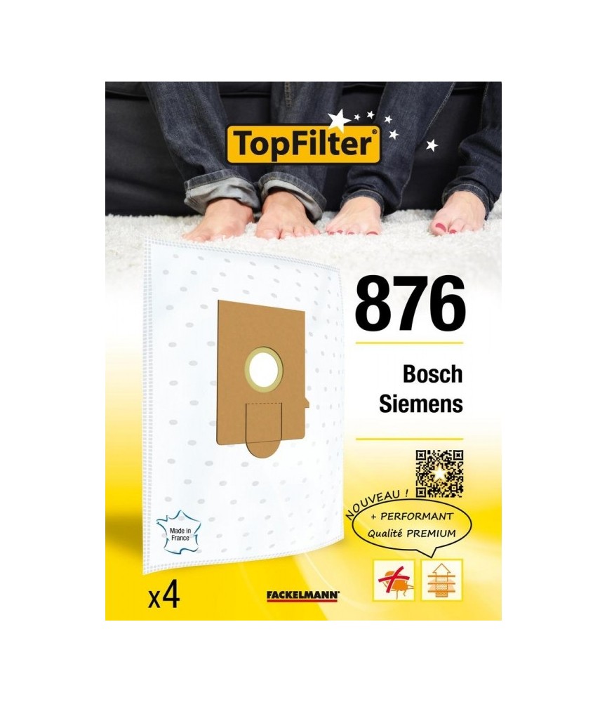 Sac TopFilter PREMIUM 64876 Bosch Siemens - Lot de 4 - TOPFILTER