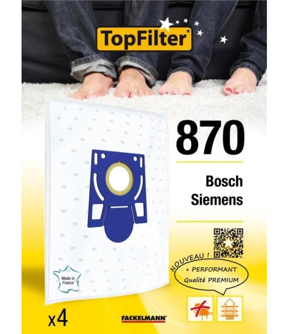 Sac PREMIUM 64870 Bosch Siemens - Lot de 4 - TOPFILTER