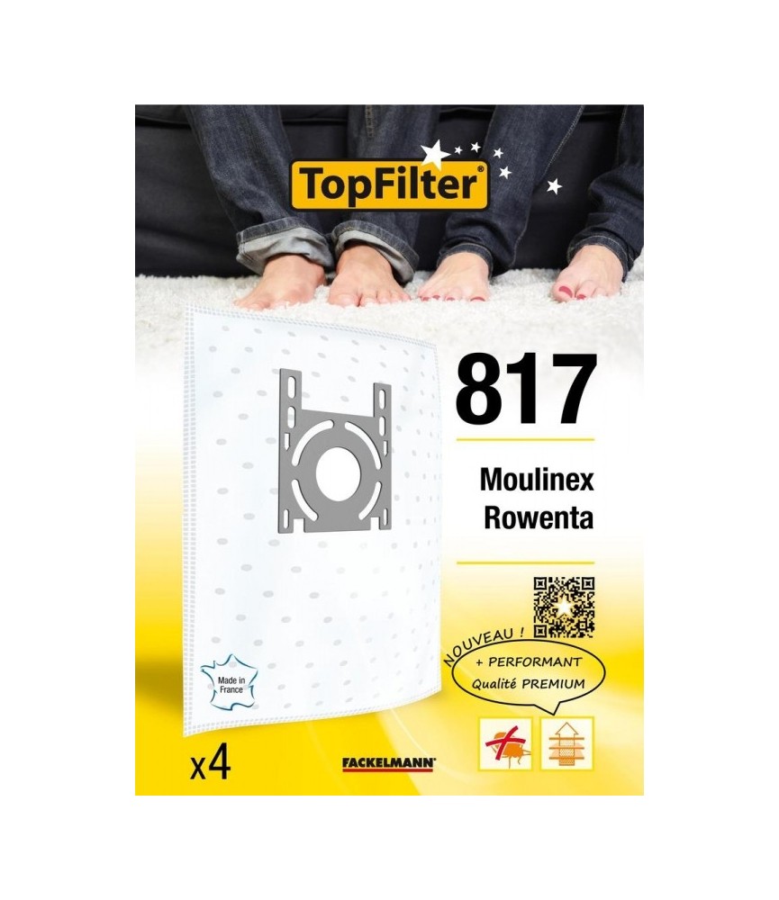 Sac PREMIUM 64817 Moulinex Rowenta - Lot de 4 - TOPFILTER Sac PREMIUM 64817 Moulinex Rowenta - Lot de 4 - TOPFILTER