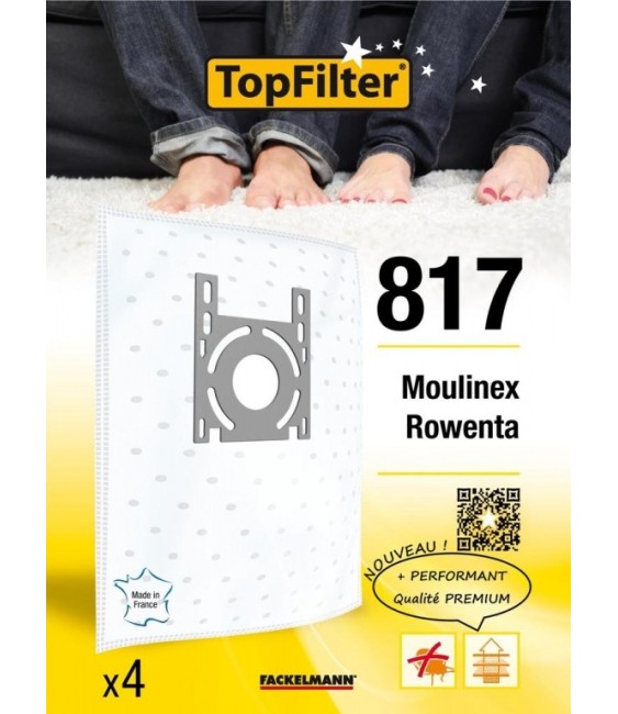 Sac PREMIUM 64817 Moulinex Rowenta - Lot de 4 - TOPFILTER