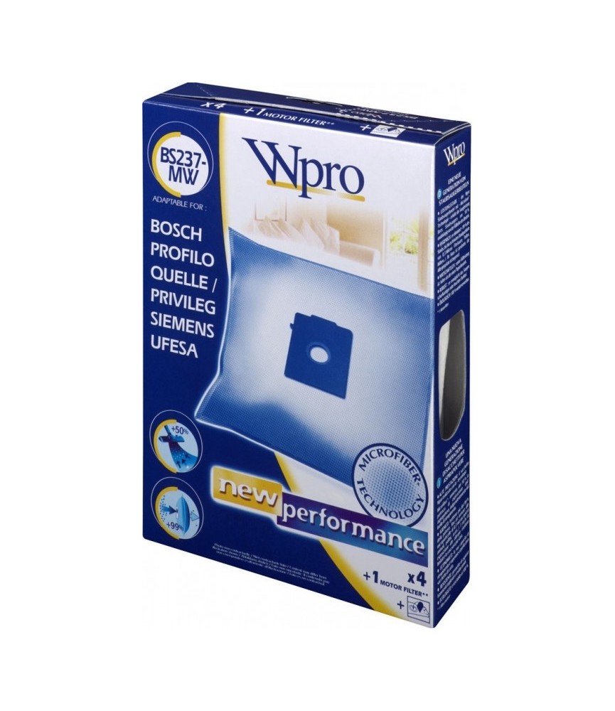 4 Sacs Aspirateur + 1 Microfibre pour Hoover - Ho 110 MW - WPRO 4 Sacs Aspirateur + 1 Microfibre pour Hoover - Ho 110 MW - WPRO