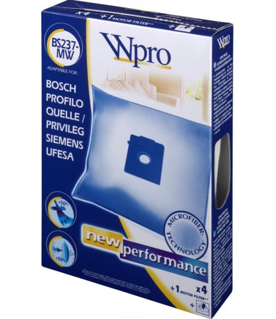 4 Sacs Aspirateur + 1 Microfibre pour Hoover - Ho 110 MW - WPRO