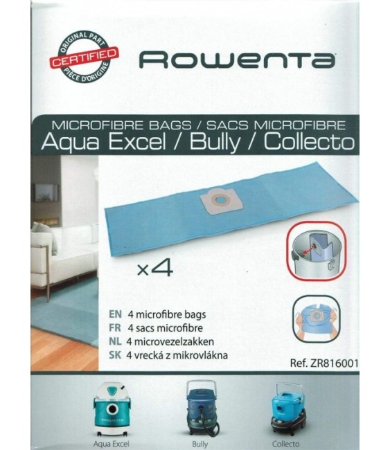 4 sacs d'aspirateur en Microfibres pour Collecto & Wet & Dry - ROWENTA