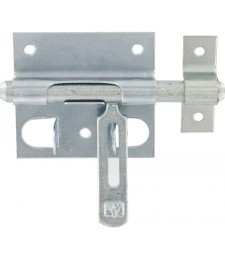 Verrou de box ou targette porte-cadenas - Acier zingue blanc -  mm.14 - 140 mm - MERMIER