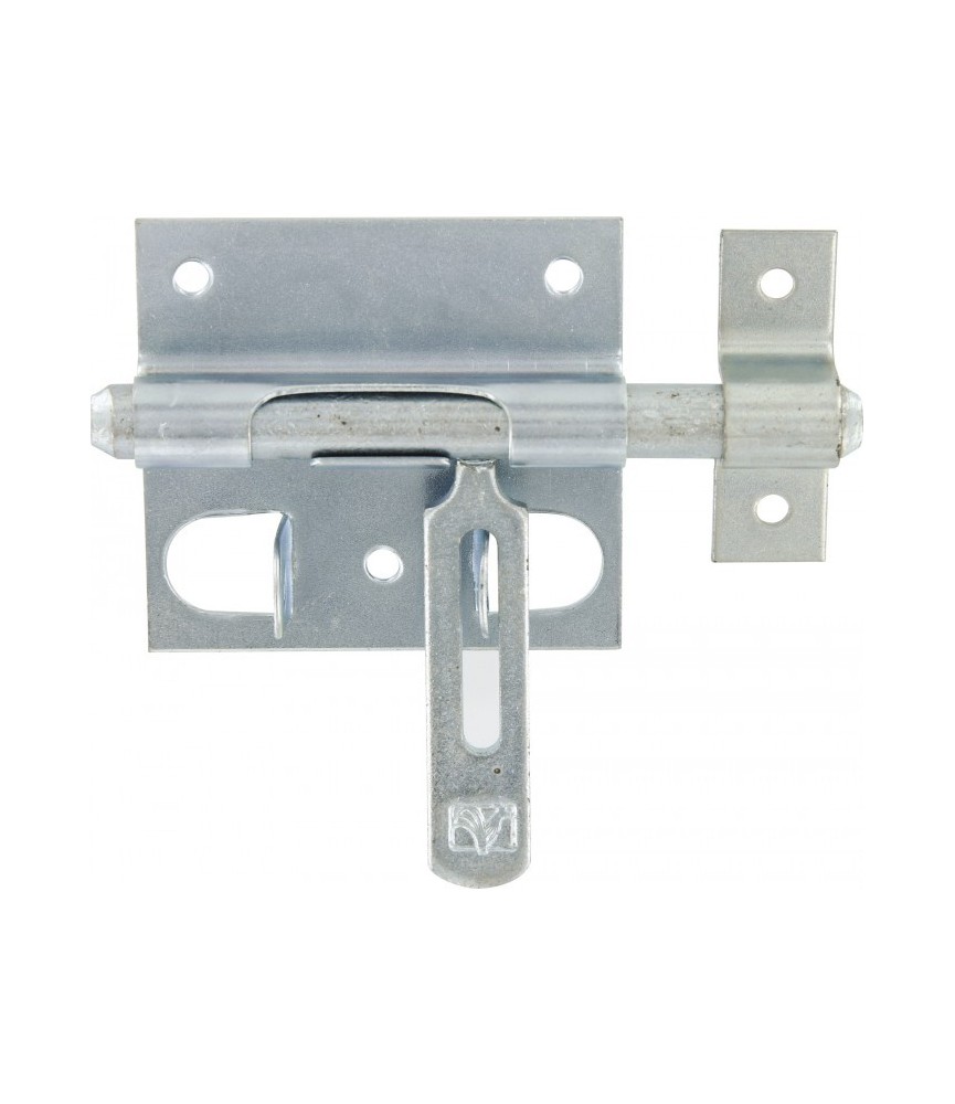 Verrou de box ou targette porte-cadenas - Acier zingue blanc -  mm.14 - 140 mm - MERMIER