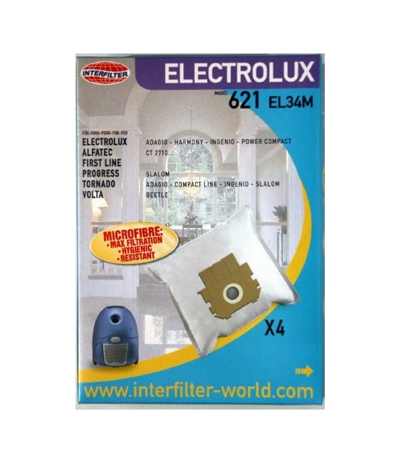 Sacs en microfibre adaptables - 621 EL34M - 4 sacs - INTERFILTER