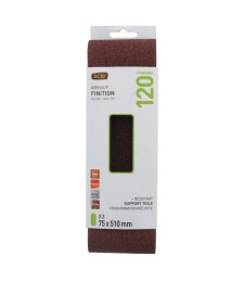 Bande pour ponçeuse - Grain 120 - 75 x 510 mm Lot de 3 pièces - SCID