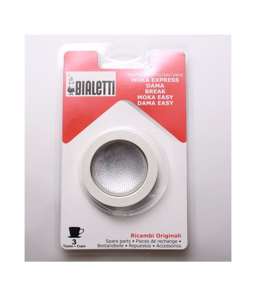 3 joints + 1 filtre pour machine italienne - 3 tasses - BIALETTI 3 joints + 1 filtre pour machine italienne - 3 tasses - BIALETTI