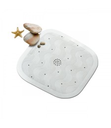 Tapis de douche - Carré - Caoutchouc - 45 cm - Blanc - RAYEN