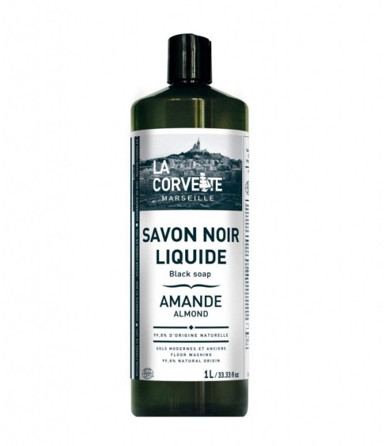 Savon noir liquide ECOCERT parfum Amande - 1 L - LA CORVETTE
