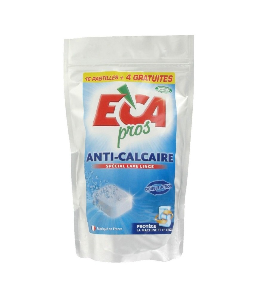 Pastilles anti-calcaire pour lave-linge - 20 pastilles - ECA PROS Pastilles anti-calcaire pour lave-linge - 20 pastilles - ECA PROS