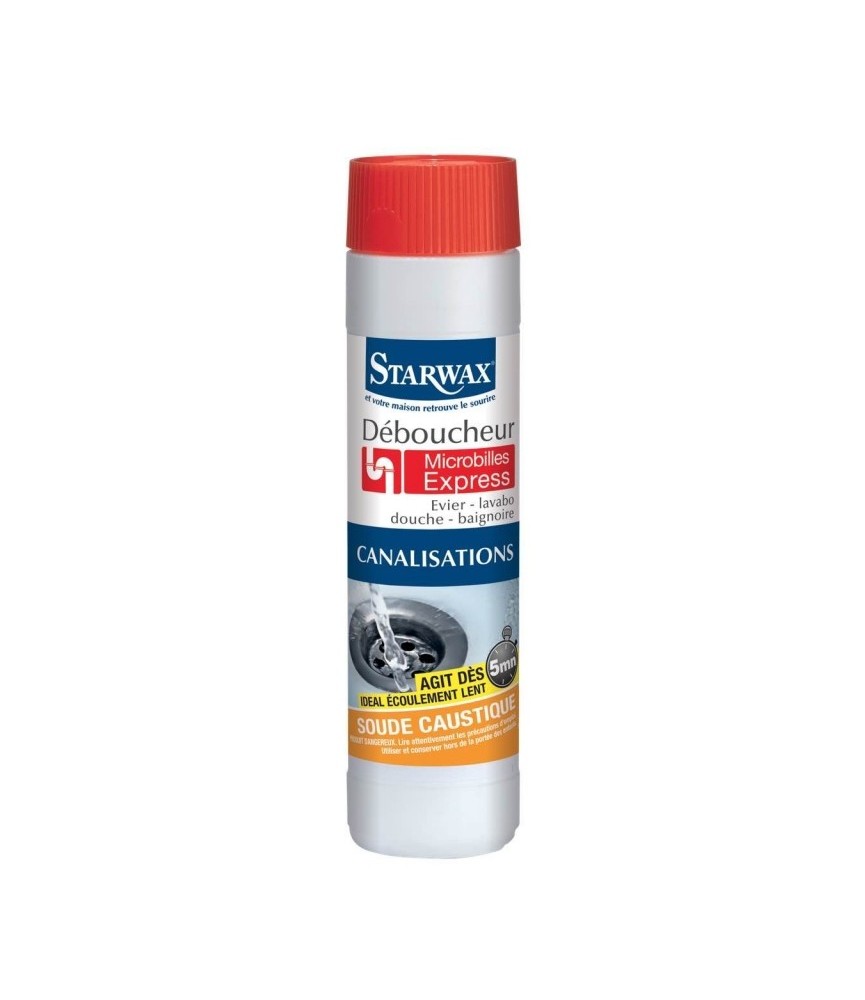 Déboucheur microbilles express pour canalisations - Soude - 500 Grs - STARWAX Déboucheur microbilles express pour canalisations - Soude - 500 Grs - STARWAX