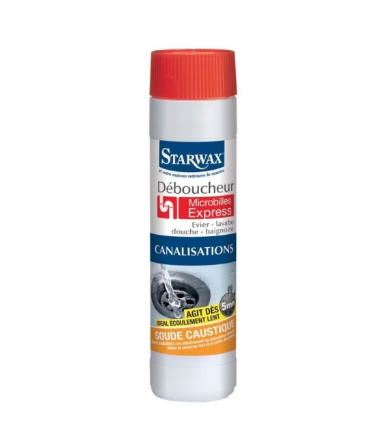 Déboucheur microbilles express pour canalisations - Soude - 500 Grs - STARWAX