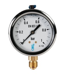 Manomètre radial bain d'huile - Type 216 - 63 mm - Raccord vertical - DISTRILABO