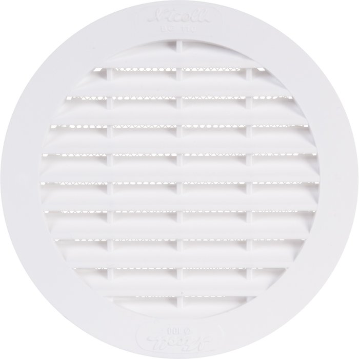 Grille ventilation ronde PVC blanc avec ressorts + moustiquaire