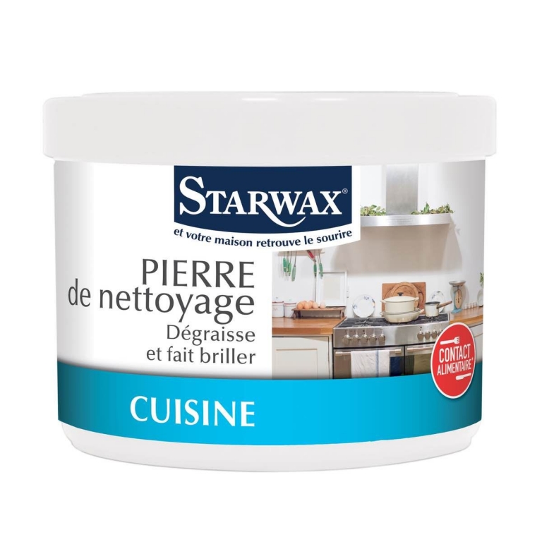 STARWAX SOLUVERT Pierre Blanche de Nettoyage - 375g - 99% d'Origine  Naturelle en Pot - Détache, Dégraisse, Polit, Fait briller - Intérieur et