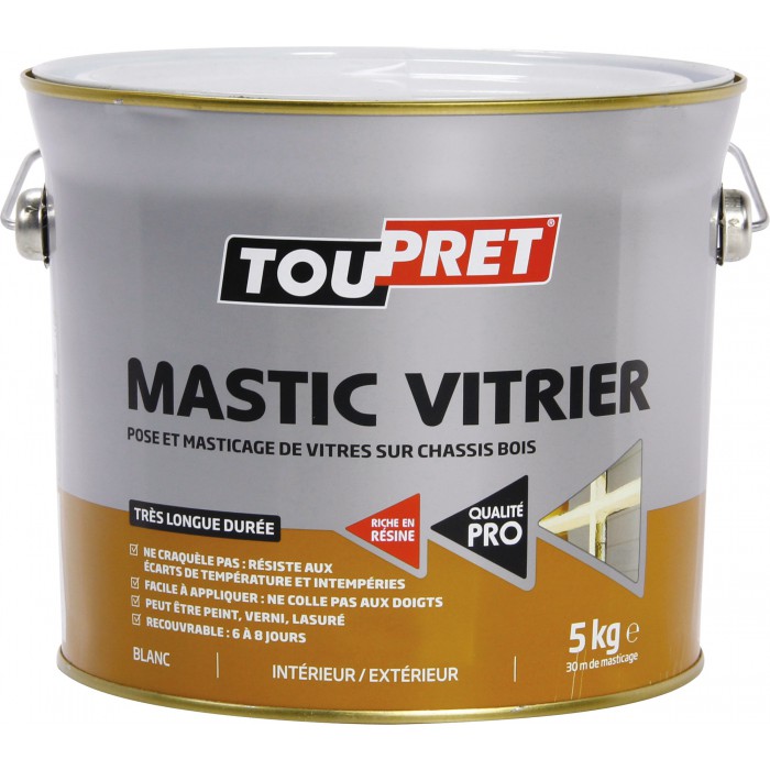 Mastic de vitrier - Blanc - 5 Kg - TOUPRET Articles-Quincaillerie