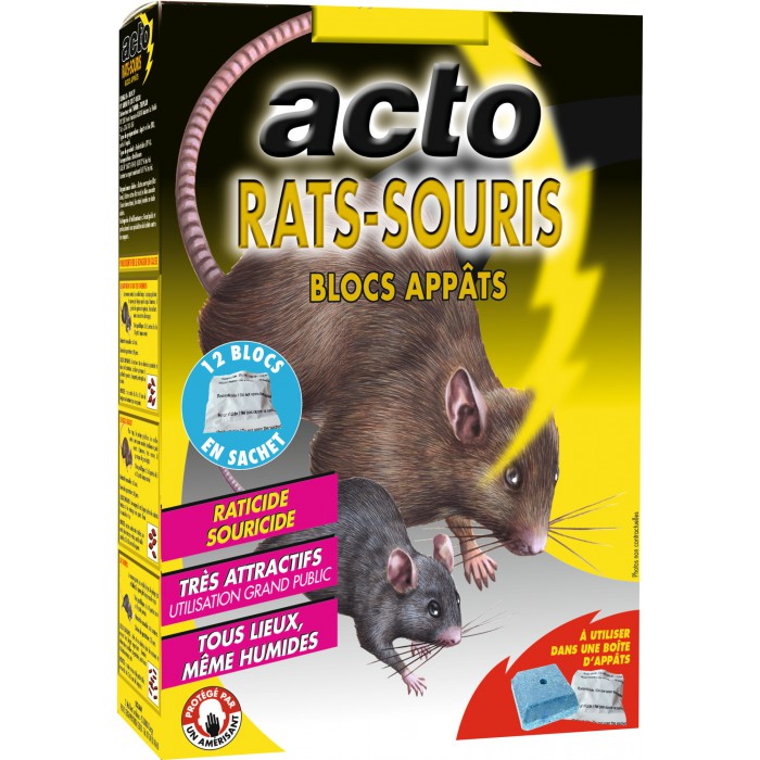 Raticide / Souricide - Blocs appâts - 240 Grs - ACTO Articles