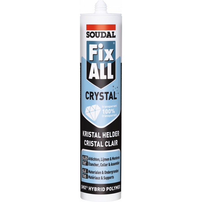 Pattex Ni Clou Ni Vis Tous Matériaux Crystal, colle de fixation de haute  qualité, mastic transparent multi-supports, colle forte multi-usages,  Cartouche de 290 g