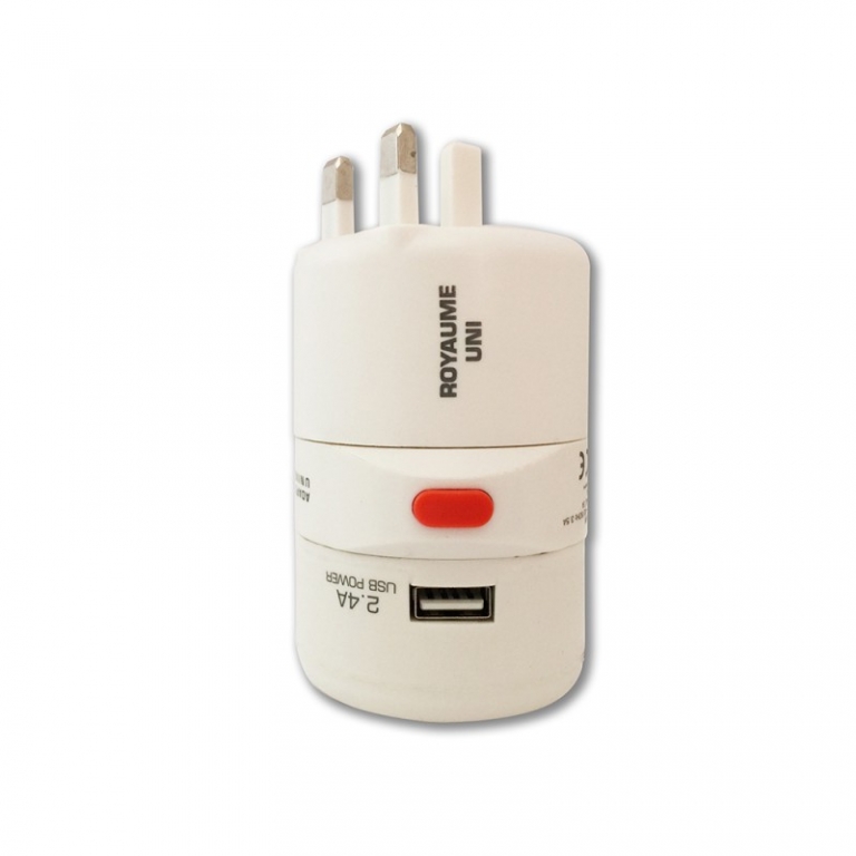 Adaptateur universel de voyage, rotatif 150 pays + USB - WATT&CO