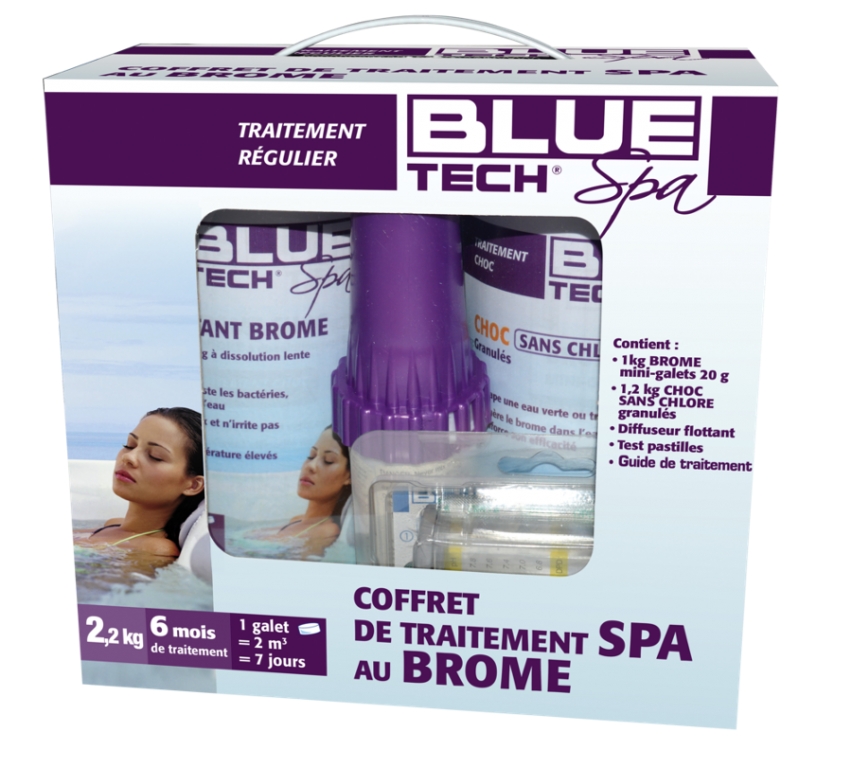 Coffret de traitement complet au brome pour spa - 2.2 Kg - BLUE TECH