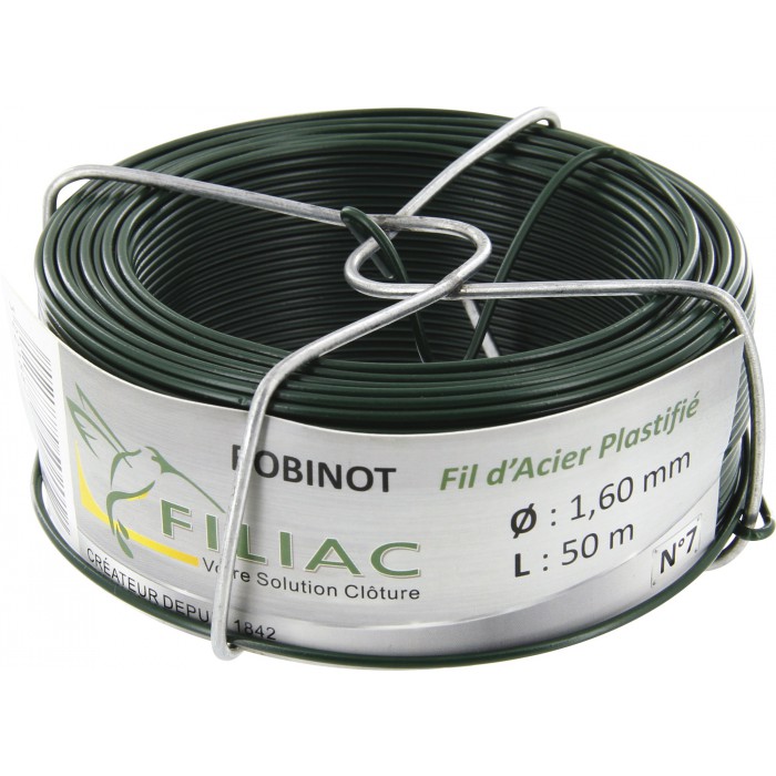 Bobinots fil attache - Acier galvanisé plastifié - Vert - 50 M * 1