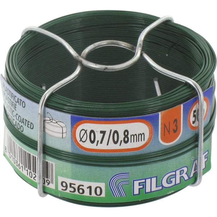 Fil de Fer plastifié Vert Ø2,4mm rouleau 50m Fil métal enduit PVC