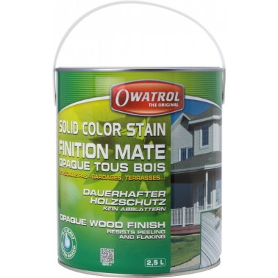 Laque de finition pour bois - Opaque Mate - Solid Color Stain - Méditerranée - 2.5 L - OWATROL