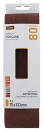 Bande pour ponçeuse - Grain 80- 75 x 533 mm - Lot de 3 pièces - SCID