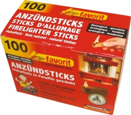 Stick d'allumage en bois naturel - 100 sticks - FAVORIT