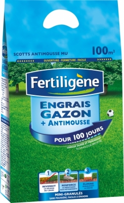 Engrais pour gazon + antimousse - Longue durée - 4 Kg - FERTILIGENE