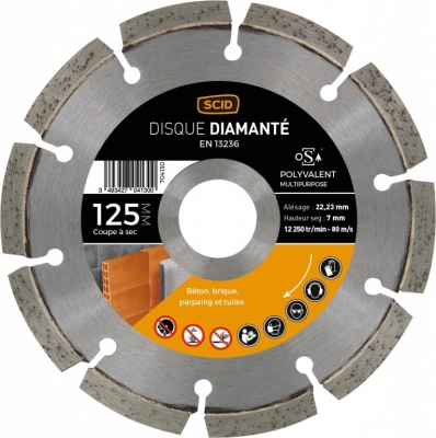 Disque diamentée polyvalent - Coupe à sec - 125 mm - SCID