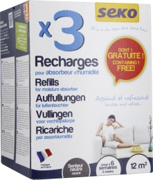 3 sachets de recharge pour absorbeur d'humidité - Parfum neutre - SEKO
