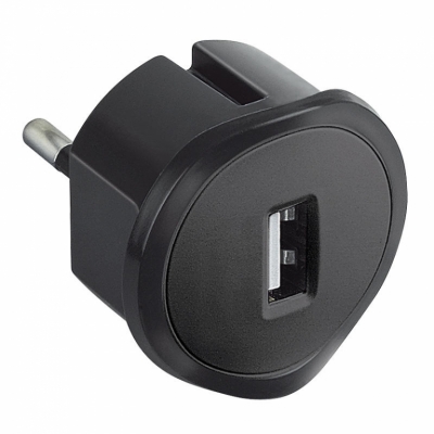 Fiche sans terre chargeur USB - 10 A - chargeur USB 5 V - 1,5 A maxi - Noir - LEGRAND